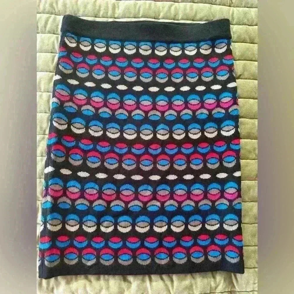 Groovy Vintage women’s abstract knit skirt size s/m waist 30 psychadelic